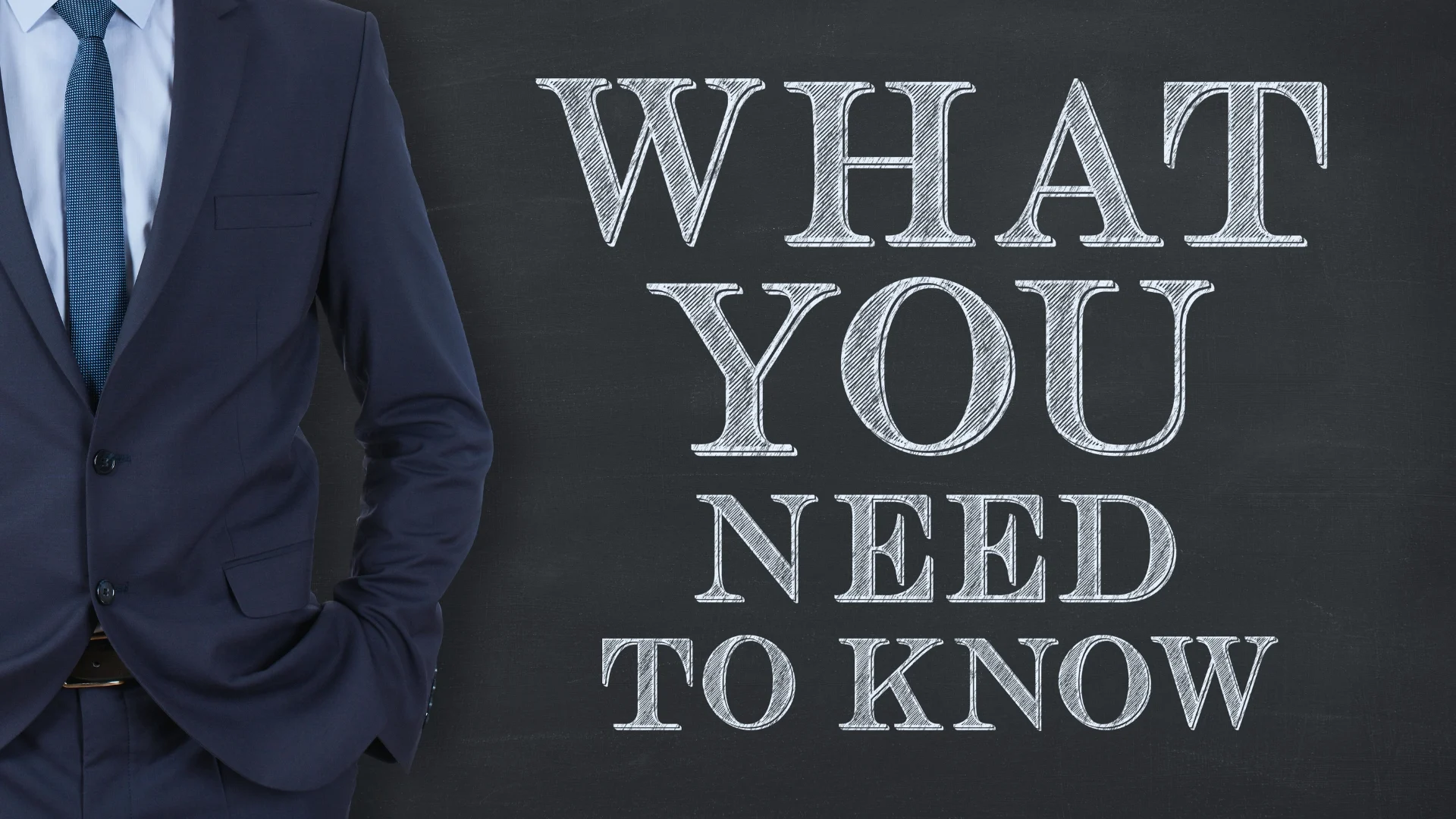 A person in a business suit stands next to a chalkboard with large white text that reads, "WHAT YOU NEED TO KNOW"—offering key insights into Planning in Agile.