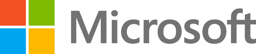 The Microsoft logo featuring four colored squares (red, green, blue, yellow) forming a window on the left, with the word "Microsoft" in gray text to the right.