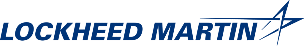 Lockheed Martin logo with bold blue text and a stylized star symbol on the right side.