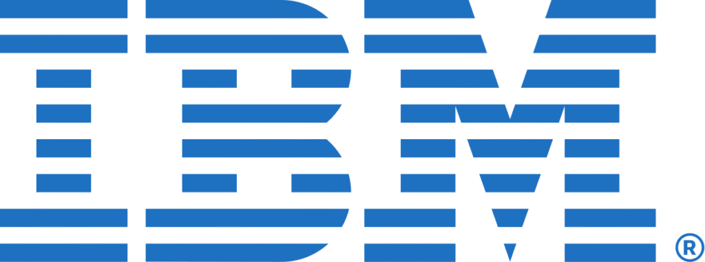 The blue IBM logo, consisting of bold, horizontal stripes forming the letters "IBM" on a white background.