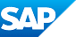 SAP logo featuring bold white "SAP" letters on a blue background with a diagonal white section in the bottom right corner.