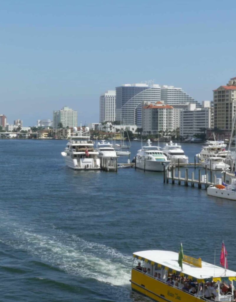 Aerial view of Fort Lauderdale harbor and yachts; start PMP® or CAPM® training with free 7-day access, on-demand lessons, and 1-on-1 coaching for Florida professionals.