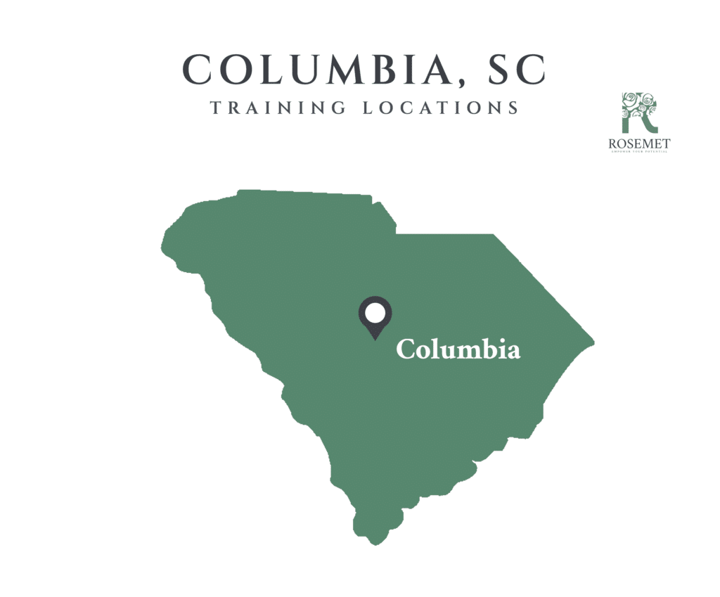 Map of PMP training and testing locations in Columbia, South Carolina