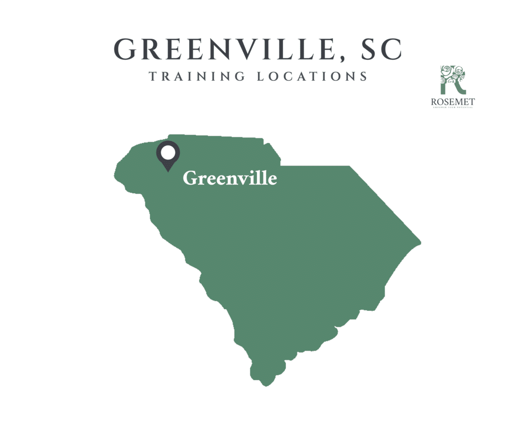 Map of PMP training and testing locations in Greenville, South Carolina